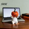 Holiday Gift for Friends Pumpkin Head Mummy Statue, Funny Halloween Decorations, Cute Sitting Desktop Resin Figurines Figurine Shelf Sitter
