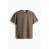 H M Regular FiT Waffle TexTure T sHirT Dark Beige