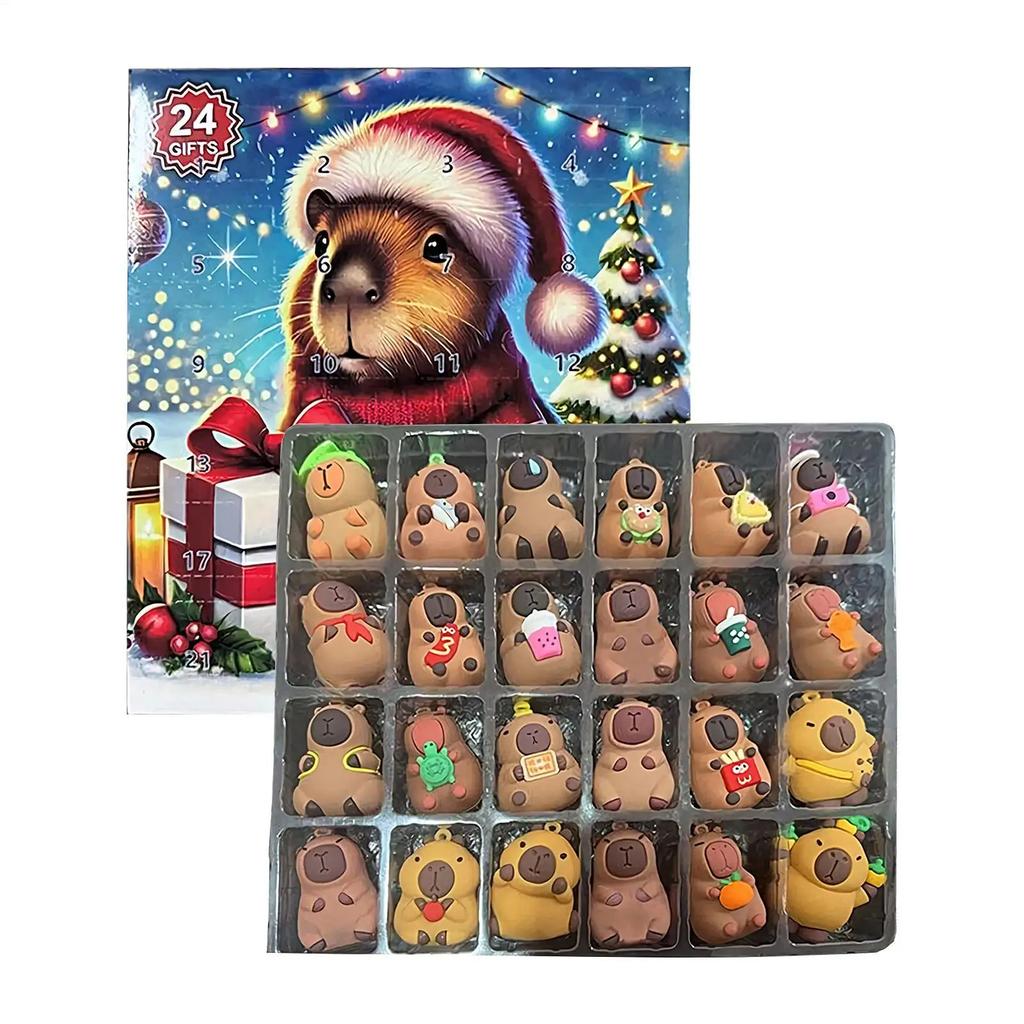 Überraschungskalender Countdown Capybara Figur Advent Weihnachten Spielzeug für Kind Entzückende Heimdekoration Liebenswerter Weihnachtsschmuck