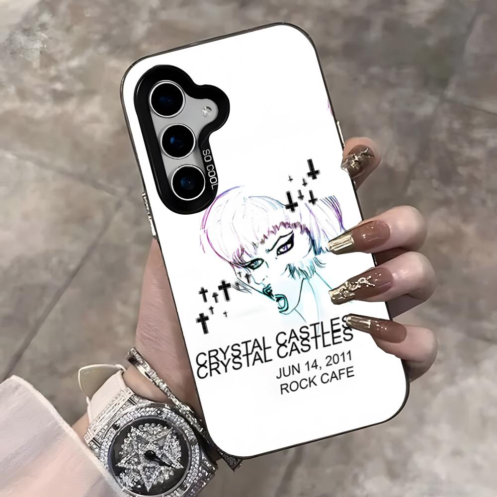 Band C-Crystal Castles Phone Case For Samsung S25 Ultra S23 S22 S21 S20 Ultra Plus S24 Fe A54 A55 Color Silver Cover