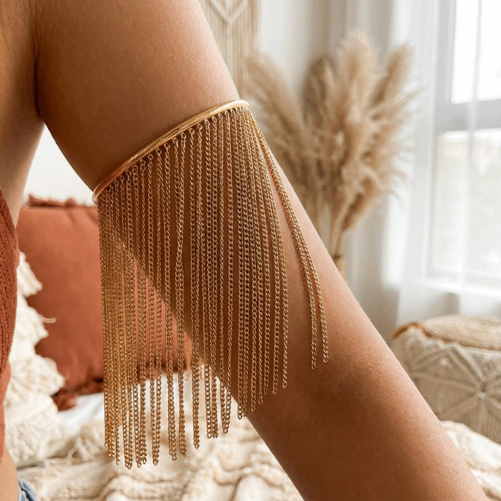 Adjustable Fringe Arm Cuff Bangle Zinc Zinc Alloy Open Upper Arm Chain Jewelry Tassels Armband  Party