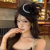 Chapéu Fascinator Feminino Pena Malha Pérolas Artificiais Decoração Chapéu Pillbox Pequeno Cartola Acessório de Cabelo para Festa Diária