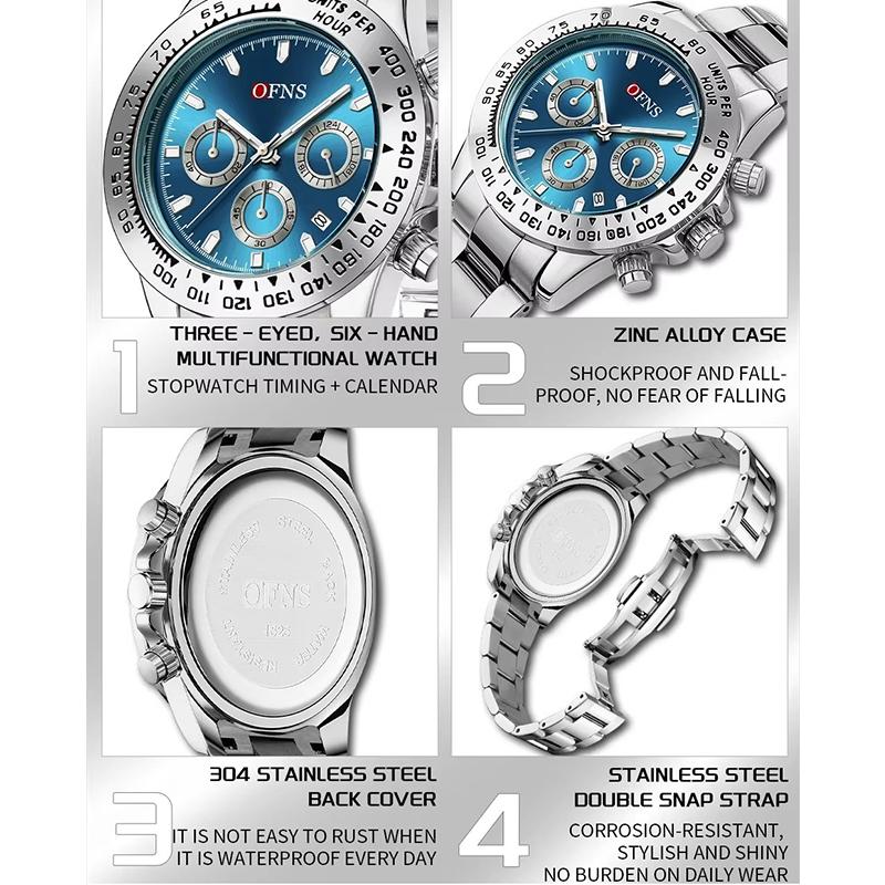 Fashion Men Watch Luminous Waterproof Chronograph Date Man Wristwatch Big Dial Stainless Steel Quartz Analog Watches Reloj