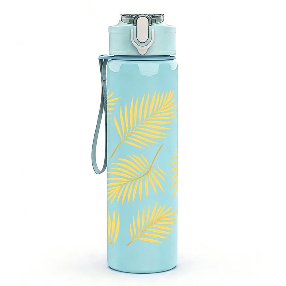 1PC Golden Dry Leaf Minimal Texture Print 750ml Color Plastic Sports Water Bottle Leakproof Flip Straw Lid Suitable for Sports Office Home Use