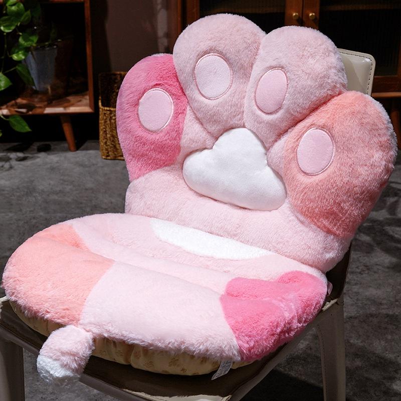 Cat Paw Back Fluffy Pillows Plush Chair Cushion Sofa Mat Office Chair Seat Pillow Back Cushion Plush Pillowcase Seat Cushions