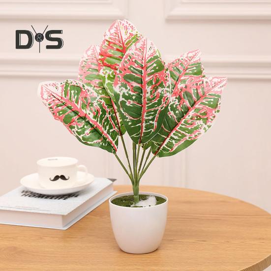 1 Branch Exquisite Workmanship Artificial Green Plant No Water Need Useful 9 Heads Fake Perilla Leaf Artificial Plant Decoration