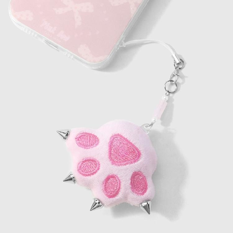 Fun Cute Plush Cat Paw Keychain Studs and Embroidery Design Key Holder Decoration for Fashionable Charm Item
