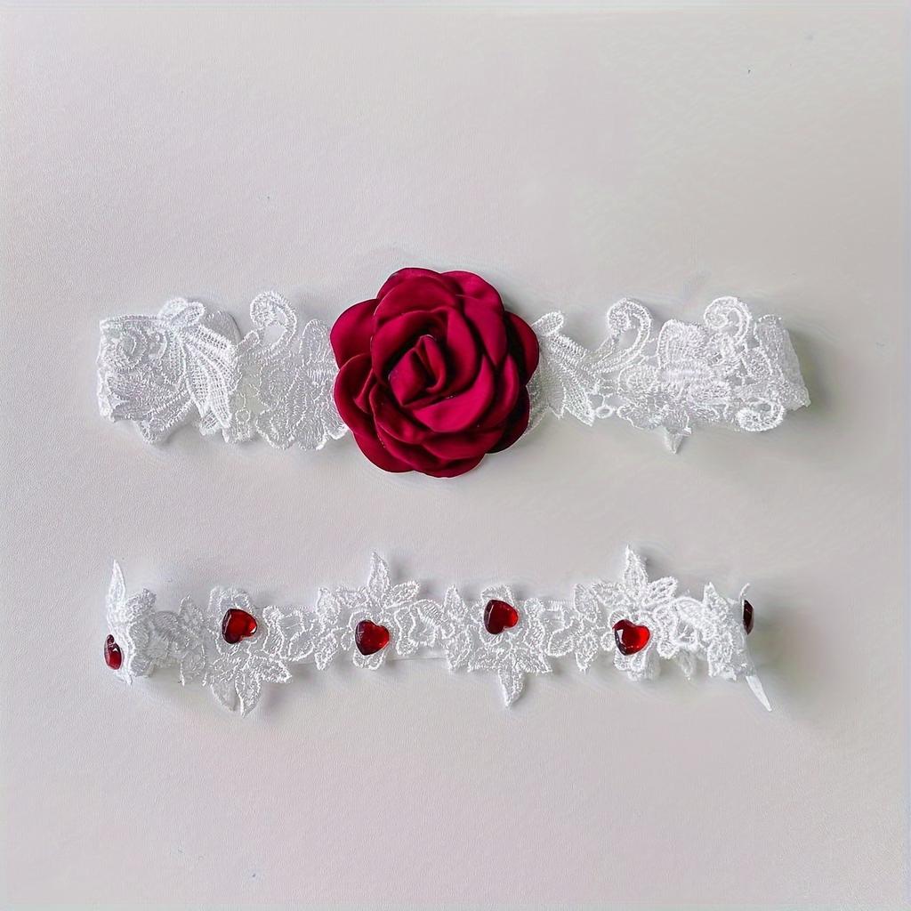 Rose Patch Lace Leg Garter Belt, Erotic Thigh Leg Rings, Women's Sexy Lingerie & Underwear Accessories