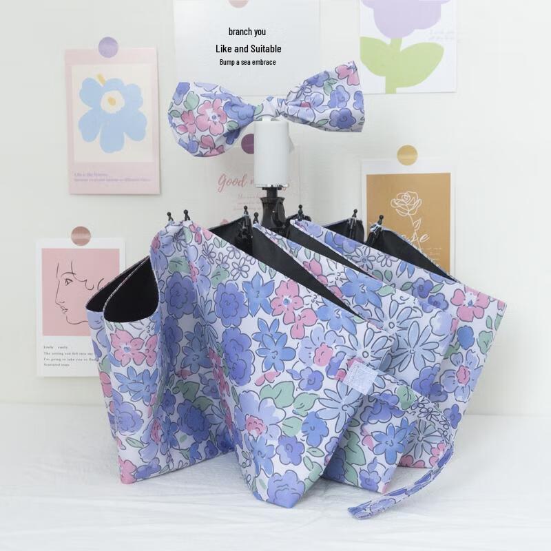 

French Style Lilac Oil Painting Folding Umbrella