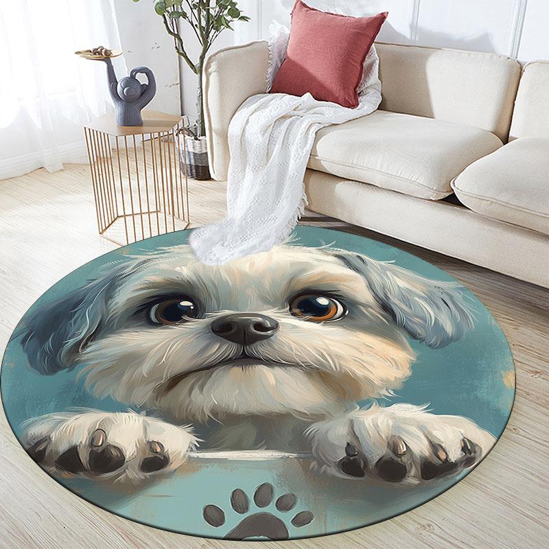 Shih Tzu Pattern Round rug,Carpet Rug for Living Room Bedroom Playroom ,Non-slip Floor Mat,Holiday Gifts and Birthday Gifts.