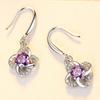 Korean Style Long Four-Leaf Clover Zirconia Earrings - Celebrity-Inspired Design