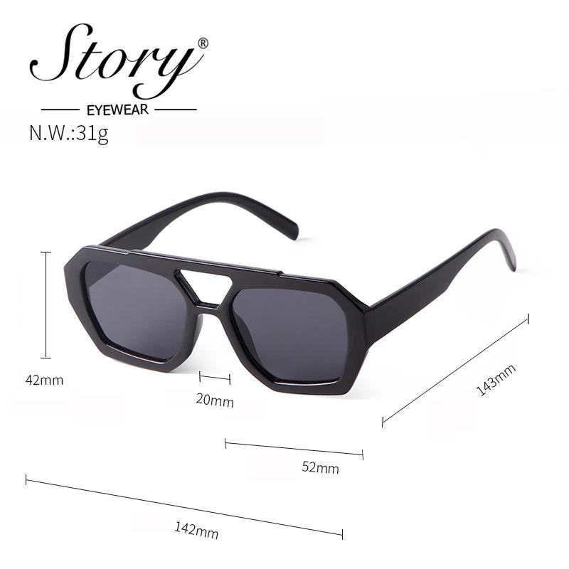 STORY Vintage Tortoiseshell Square Sunglasses for Women  Brand Designer Retro Classic Square Aviation Sun Glasses Men S4458