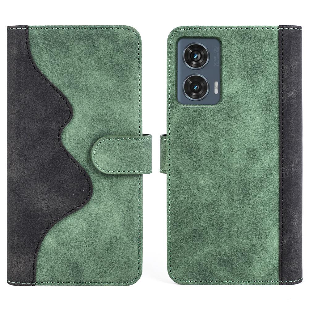 

Для Motorola Edge 50 Fusion 5G чехол-книжка сращивание кожаный чехол для телефона Green