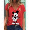 Sommer Ny Mote Dame V-hals Topp Kort Ermet T-skjorte Disney Mikke Mus Trykk Casual Gate Allsidighet Y2K Oversize-5XL