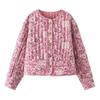 European & American Women's Floral Cotton Cardigan Jacket with Round Neck