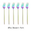 6pcs/Set Black Gold Dessert Fork Set Mirror Stainless Steel Colorful Fork Set Tableware Cutlery Set Home Party Kitchen Tableware