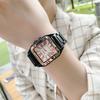 Trendy Square Fashion Watch for Men and Women Couple Steel Band Calendar Waterproof Steel Band Quartz Watch
