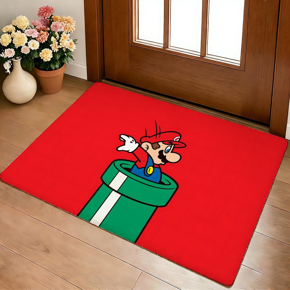 Classic Anime Game MM-Marios Character Floor Mat Cozy Flannel Soft Thick Non-Slip Mat For Living Room Bedroom Kitchen Decor Rugs