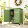 Garden Shed Wooden Garden Storage Shed 2 Door Unit Solid Fir Wood Garage Tool Organisation Cabinet, 87L x 46.5W x 96.5Hcm, Green
