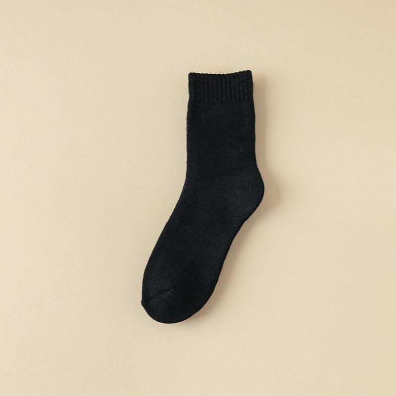 Men's Winter Velvet and Thick Warm Solid Color Household Heating Wool Socks