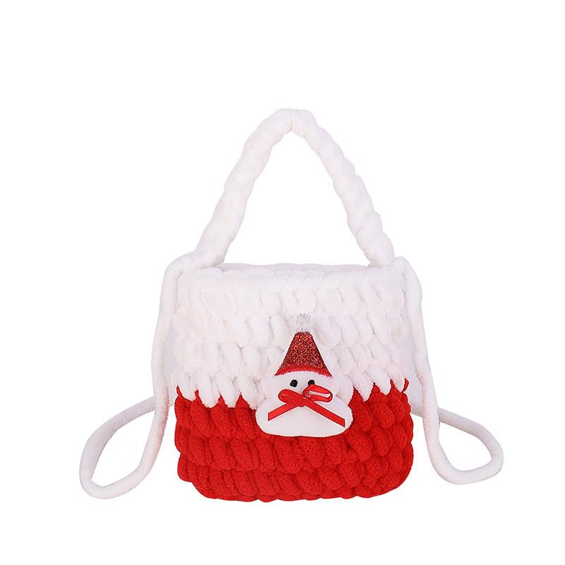 Adorable Kids Knitted Plush Reindeer Crossbody Bag Perfect Christmas Gift For Girls белый