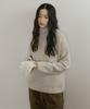 Lingseoul Baby Alpaca V-Neck Kint Top-Melange