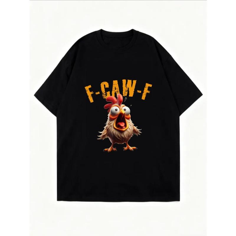 Bílé Oversized Tričko S Grafickým Potiskem Kuřete F Caw F A Textem Pro Volný Čas