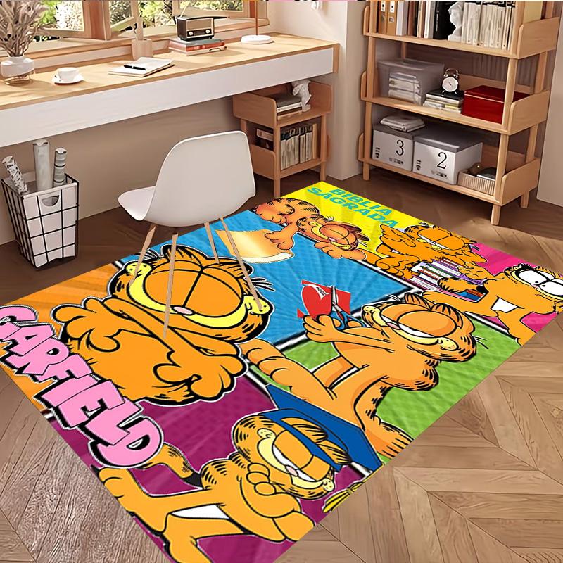Tapete Estampado Garfield, Carpete de Chão Lavável, Para Entrada Quarto de Estudante Lavanderia Escritório Estudo, Decoração de Casa Presente de Aniversário Natal