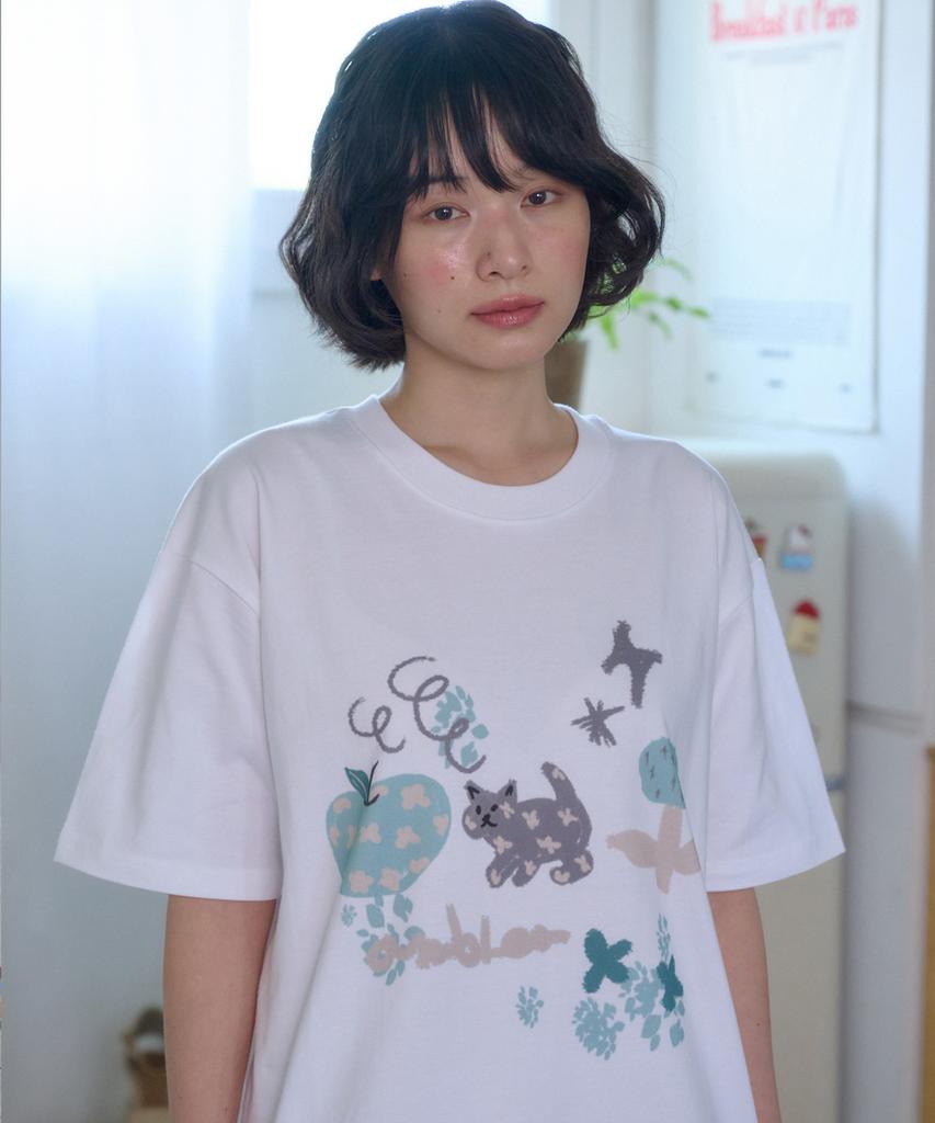 AMBLER Green Apple Graphic Short Sleeve T-Shirt As1313 (White)