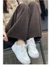 Women's 100% Pure Wool Wide Leg Knitted Pants - High Waist, Thickened, Casual, Long, Autumn/Winter Wear, Cashmere, Straight Leg.