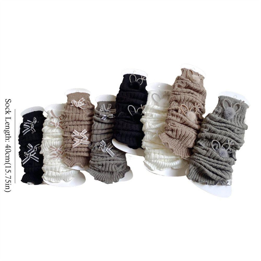 Soft Cotton Long Stockings Solid Color Pile Sock Sweet Knitted Socks  3-12 Year Children