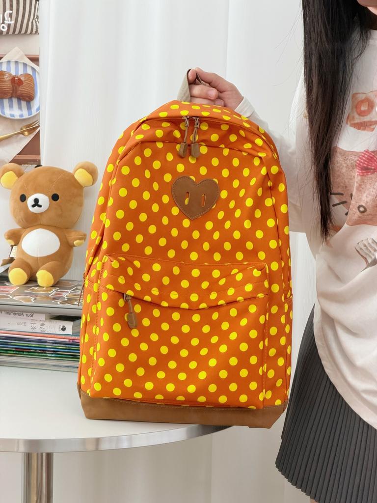 Schoolbag Clear and soft atmosphere Contrast color polka dot backpack Female college students daily street light commuting backpack