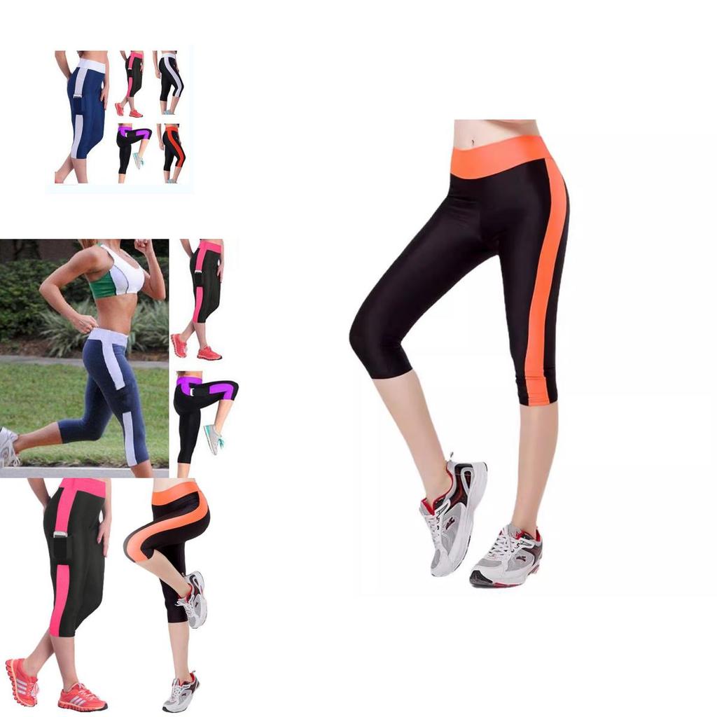 Stylish Women's High Waist Colorblock Yoga Pants With Convenient Side Pockets For Active Lifestyle
