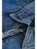 2025 Women's Retro Blue High-Waisted Zip-Up Denim Jacket with Stand-Up Collar