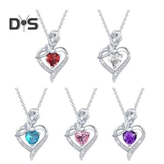 Colier cu pandantiv dragoste Colier din aliaj pentru femei Pandantiv cu design de trandafir în formă de inimă Bijuterii pentru mama soție Cadou de aniversare Ziua mamei