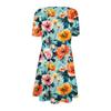 Damen Casual Rundhals Kurzarmkleid Lockeres Taillenplisseekleid Taillenplisseekleid