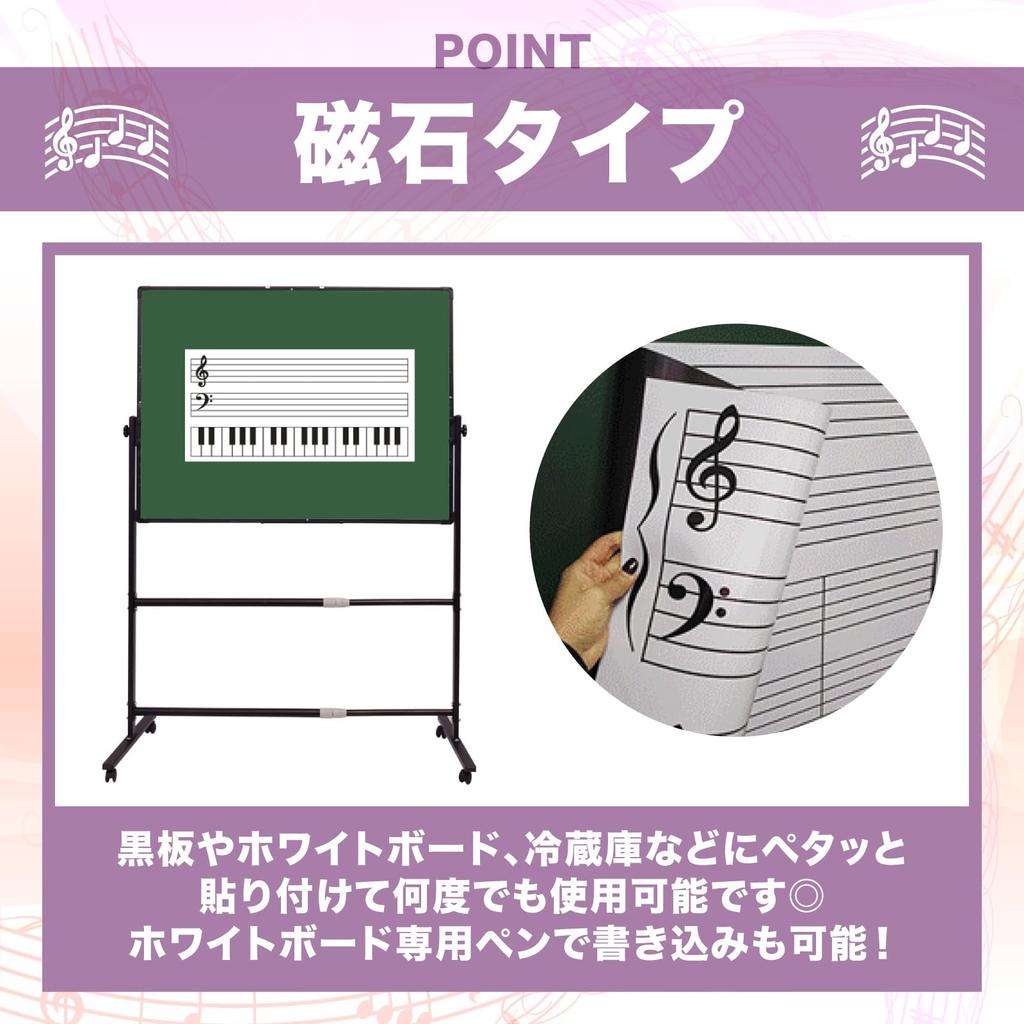 nijimomo Musical Staff Magnetic Note Set for Whiteboard, Music Scales, Keyboard, Beginner (Staff only)