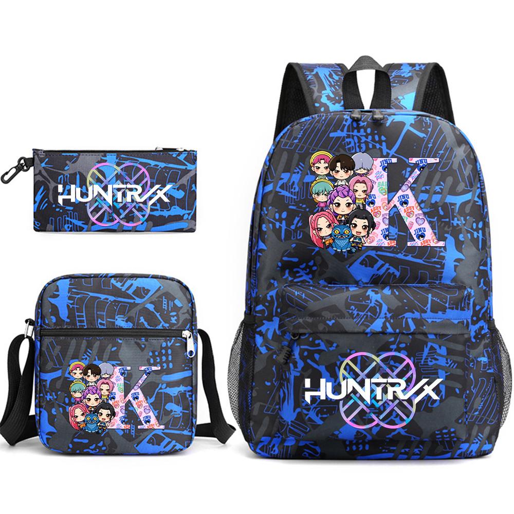 3Pcs/set Cute 26 English Letter Printed Backpack with Shoulder Bag Pencil Case for Teenager Student Boy Girl SchoolBag Large Capacity Bookbag Kid Gift