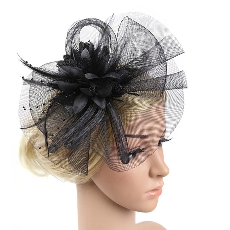 Lace Flower Fascinator Hat Hairband Necklace Gloves for Cocktails Event Dressingup Roleplay Flapper Costume Accessories
