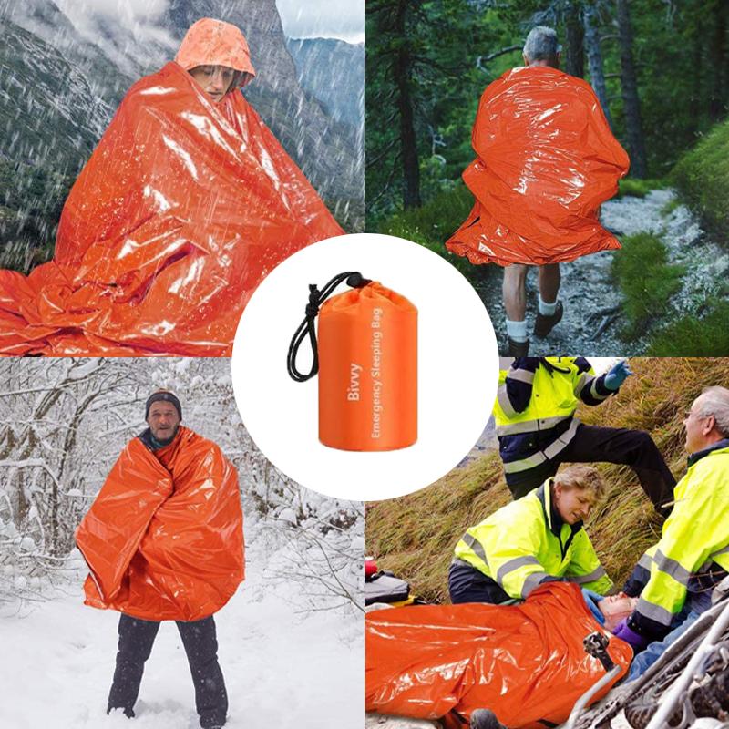 Acil Durum Uyku Tulumu Ultra Su Geçirmez Mylar Termal Battaniyeler Hafif Hayatta Kalma Uyku Tulumu Kamp Yürüyüş İçin Sıcak Tutar