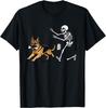 German Shepherd Dog Stealing Bone from Skeleton Halloween T-Shirt Unisex T-Shirt