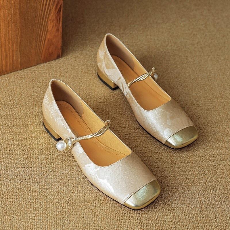 Color Matching Small Leather Shoes Mary Jane Women's Shoes Shoes Single Shoes Women's New Models
