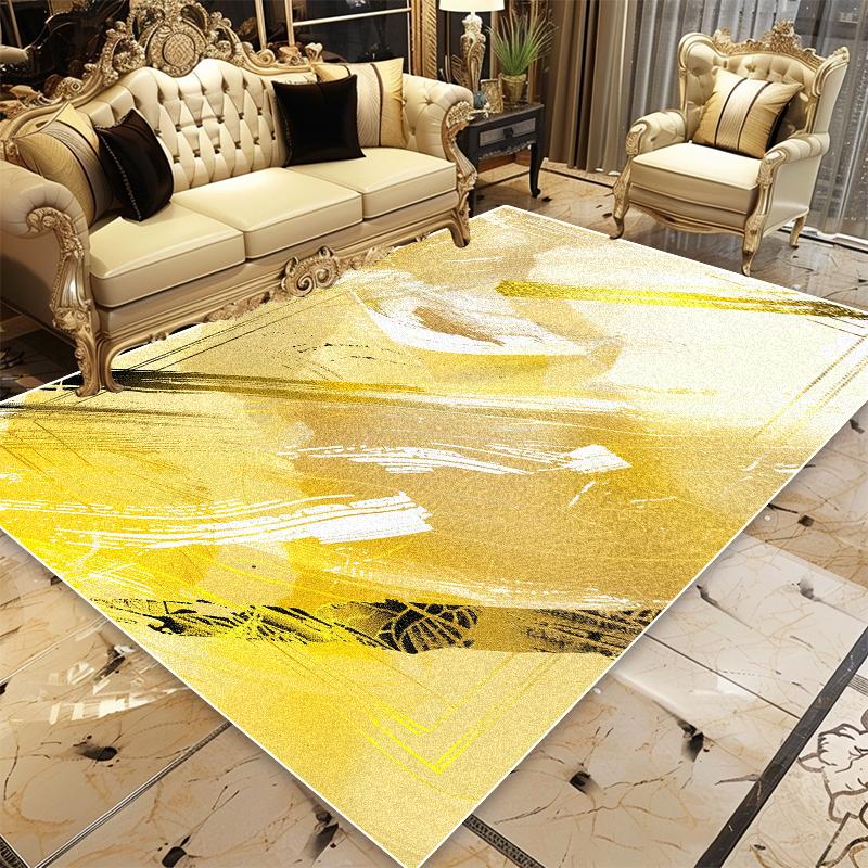 Evropský Luxusní Zlatý Měkký Koberec Dekorace Obývacího Pokojí Šatna Velké Plochy Koberců Omyvatelný Protiskluzový Balkon Ložnice Podložka na Podlahu