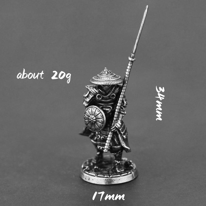 White Copper Japanese Shogunate Samurai Figurines Miniatures Vintage Metal Soldiers Model Statue Desktop Toy Ornament Decoration