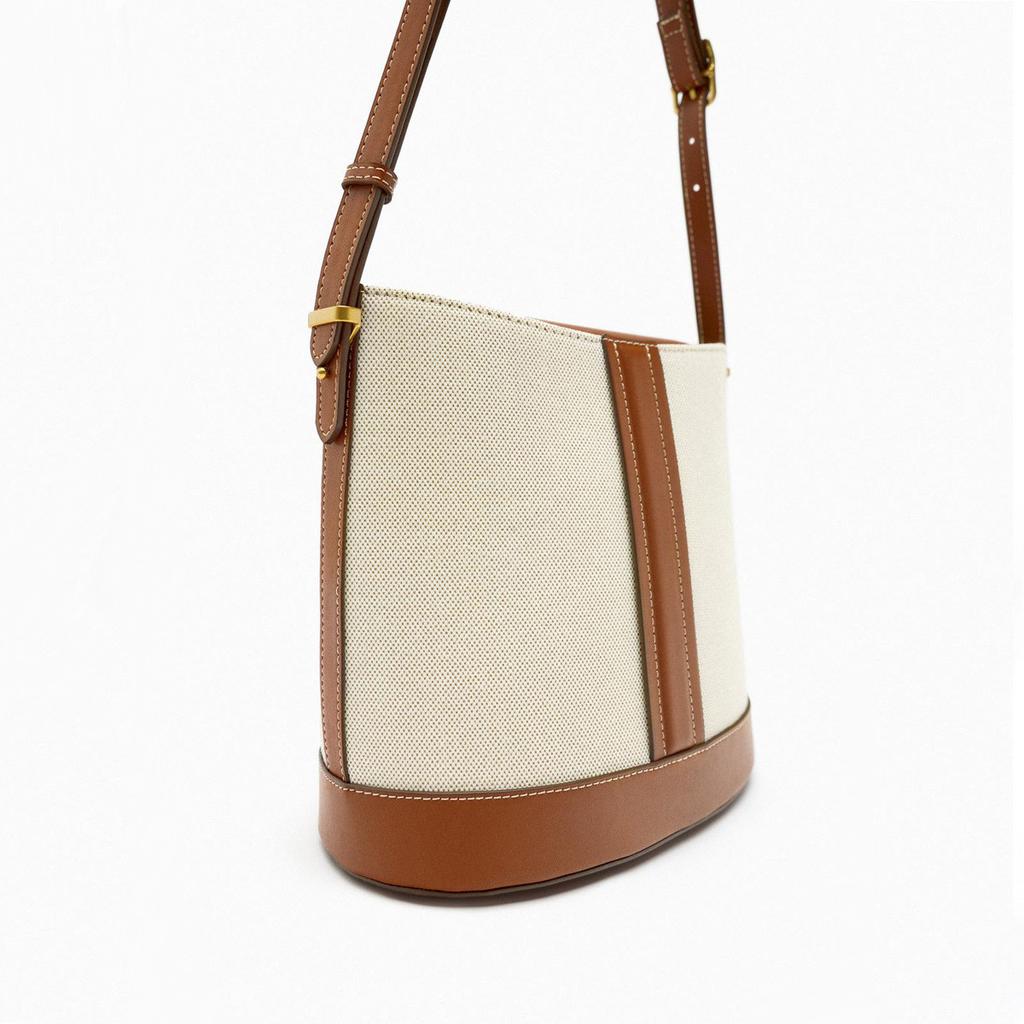 Women's Bag Autumn New Color Splicing Bucket Bag Senior Sense of Hundred Handheld Single Shoulder Crossbody Bag