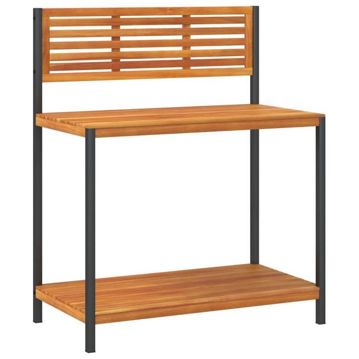 VidaXL Table de travail de jardin bois d'acacia solide et acier, table de jardin, table de travail de jardin, table de 367619