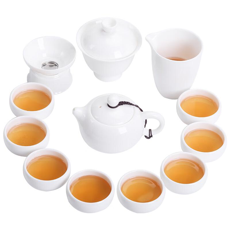 Sushih J0335 Chinese White Porcelain Mutton-Fat Jade Tea Set