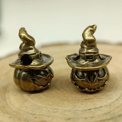 Pumpkin Wizard Brass Knife Beads EDC DIY Paracord Woven Bracelets Lanyard Key Chain Pendants Accessories Outdoor Tool.