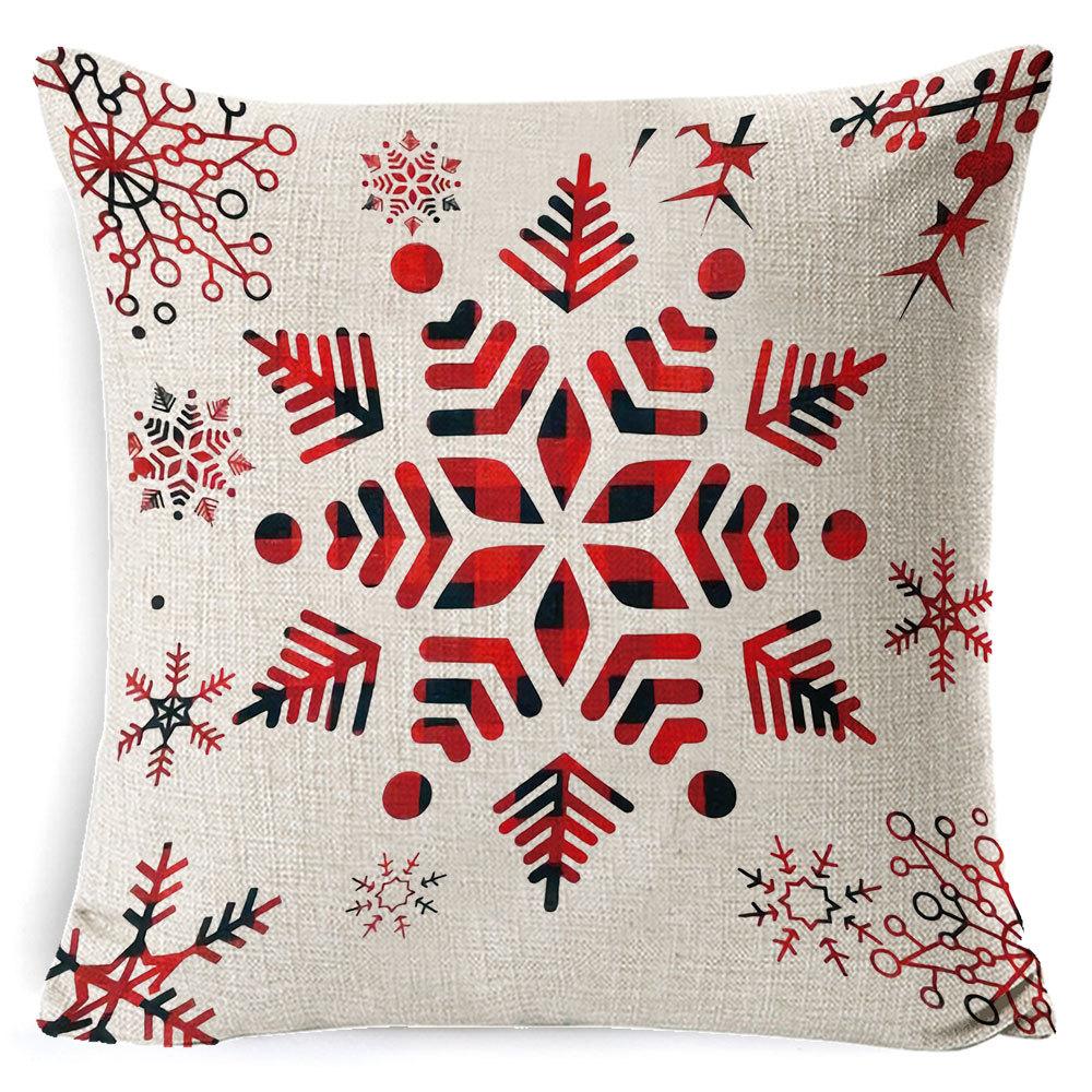 Christmas red and white elk snowflake Christmas tree linen pillow cushion cover home pillow cover European style