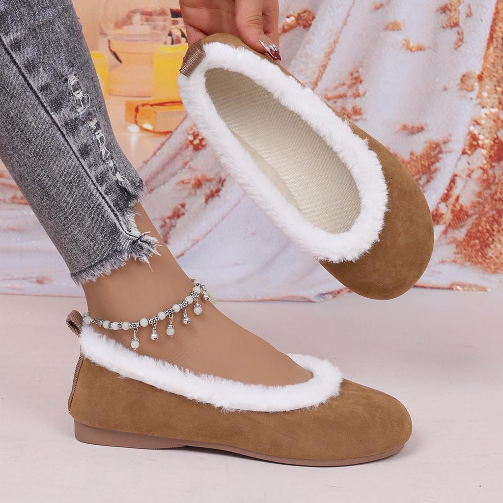 Shoes for Women Winter Fashion Women Plush Warm Comfort Non-slip Flats Cotton Shoes Loafers Women Short Boots